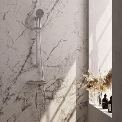 Brauer Chrome Carving Douchekraan opbouw - glijstang - 1 functie - 2 carving knoppen - handdouche rond 3 standen - chroom 5-CE-250