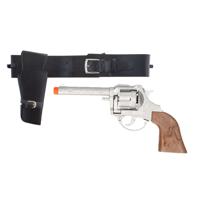 Cowboy verkleed speelgoed revolver - zilver - met riem holster - wapens - volwassenen