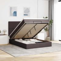 Ottoman bed met matras 140x200cm stof donkerbruin