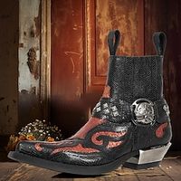 Voor heren Dames Laarzen Cowboy westernlaarzen Motorlaarzen Retro Wandelen Casual Dagelijks PU Comfortabel Korte laarsjes / Enkellaarsjes Instapper Zwart Lente Herfst Lightinthebox