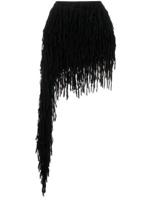 Blumarine minijupe asymétrique à franges - Noir