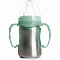 Leerbeker - THERMOBABY - Roestvrij staal - 180 ml - Cactusgroen - Ergonomisch en lekvrij