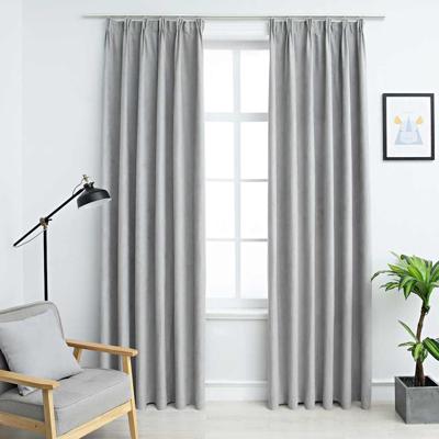 VidaXL Gordijnen verduisterend met haken 2 st 140x225 cm grijs