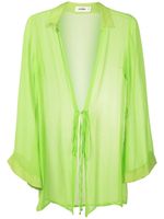 Amir Slama blouse en soie à effet froissé - Vert - thumbnail