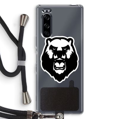 Angry Bear (white): Sony Xperia 5 Transparant Hoesje met koord
