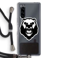 Angry Bear (white): Sony Xperia 5 Transparant Hoesje met koord