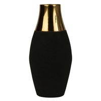 Bloemenvaas Monaco de luxe - zwart/goud - metaal - D12 x H25 cm