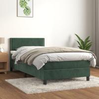 Boxspring met matras fluweel donkergroen 90x190 cm