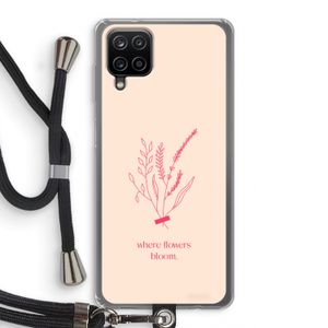 Where flowers bloom: Samsung Galaxy A12 Transparant Hoesje met koord