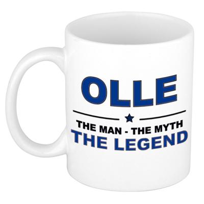 Olle cadeau mok - man myth legend - naam koffiemok / beker - wit en blauw - 300 ml Olle cadeau mok - man myth legend - naam koffiemok / beker - wit en blauw - 300 ml