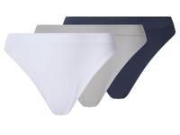 esmara Set van 3 geribde dames strings (Donkerblauw/grijs/wit, M (40/42))