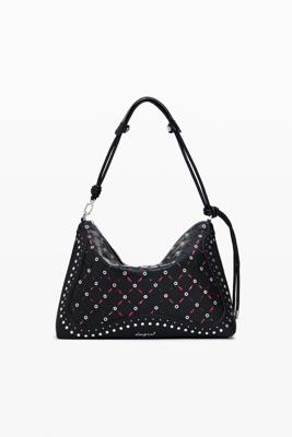 Middelgrote geperforeerde tas met leerlook - BLACK - U