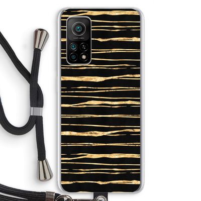 Gouden strepen: Xiaomi Mi 10T 5G Transparant Hoesje met koord