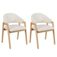 2-delige set Moderne Eetkamerstoelen Keukenstoelen met Gestoffeerde Zitting en Ergonomische Rugleuning Wit