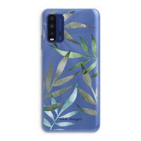 Tropical watercolor leaves: Xiaomi Redmi 9T Transparant Hoesje
