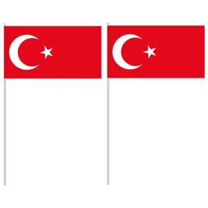 Zwaaivlaggetjes Turkije - 50x - papier - 12x24 cm - vlag op stokje - feest
