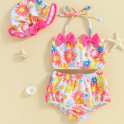 Toddler Baby Girls Swimsuit Bikini Set Strawberry/Mermaid Print Bikini 3 Pieces Bathing Suit Summer Beach Swimwear Multicolor / 18-24M