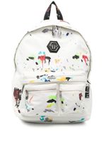 Philipp Plein sac à dos à effet taches de peinture - Blanc