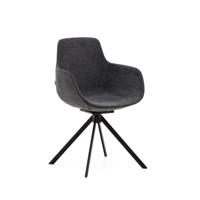 Kave Home Draaibare Eetkamerstoel 'Tissiana' Chenille, kleur Donkergrijs Kave Home Draaibare Eetkamerstoel 'Tissiana' Chenille, kleur Donkergrijs