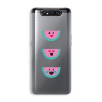 Smiley watermeloen: Samsung Galaxy A80 Transparant Hoesje