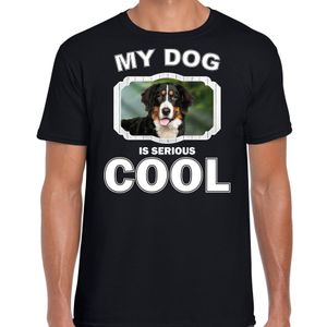 Berner Sennen honden t-shirt my dog is serious cool zwart voor heren