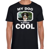 Berner Sennen honden t-shirt my dog is serious cool zwart voor heren - thumbnail