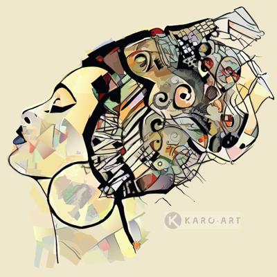 Schilderij - Afrikaanse vrouw 100x100cm