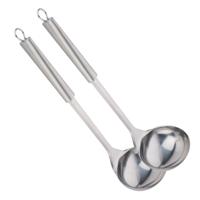 Soep/saus opscheplepel - 2x stuks - zilver - RVS - 31 cm - Keukengerei - soeplepel