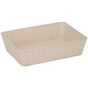 9x Kunststof opbergmandjes beige 25 x 19 x 6 cm