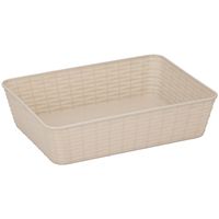 9x Kunststof opbergmandjes beige 25 x 19 x 6 cm