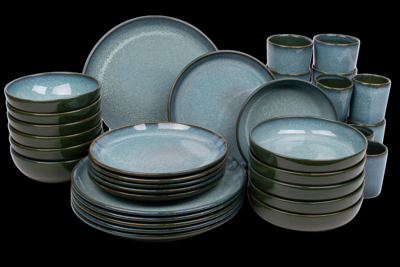36 delige serviesset - 6 persoons - Evora - groen - Portugees stoneware serviessets