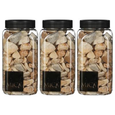Mica Decorations decoratie stenen - 3x - 650ml - lichtbruin mix - hobby steentjes