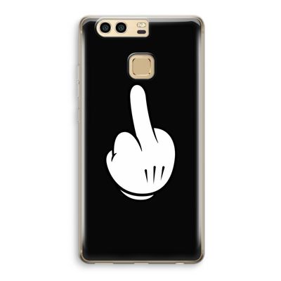 Middle finger black: Huawei P9 Transparant Hoesje