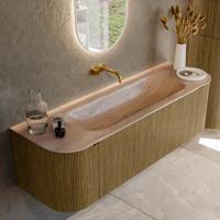 Badmeubel Mondiaz Kurve-Dlux | 150 cm | Meubelkleur Dusk | Wastafelkleur Saba | Solid surface | Wasbak midden spoelbak | Zonder kraangat(en) Badmeubel Mondiaz Kurve-Dlux | 150 cm | Meubelkleur Dusk | Wastafelkleur Saba | Solid surface | Wasbak midden spoelbak | Zonder kraangat(en)