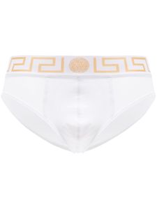 Versace slip à bande Greca - Blanc