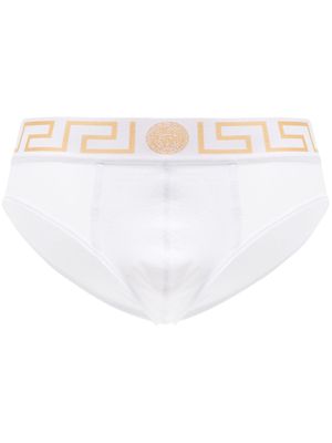Versace slip à bande Greca - Blanc