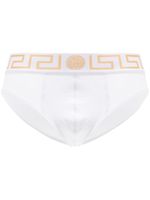 Versace slip à bande Greca - Blanc