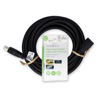 Nedis High Speed HDMI-Kabel met Ethernet | HDMI Connector | HDMI Female | 4K@30Hz | 10.2 Gbps | 5.00 m | Rond | PVC | Zwart | Label - CVGL34090BK50 - thumbnail