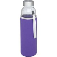 Glazen waterfles/drinkfles met paarse softshell bescherm hoes 500 ml