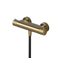 Hotbath Cobber X - Douchemengkraan Thermostatisch - met Doucheslang - met Onderaansluiting - Geborsteld Messing Pvd