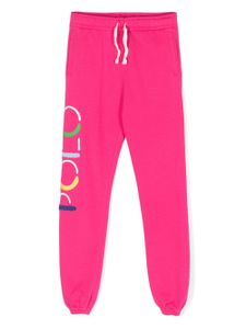 POLO RALPH LAUREN KIDS pantalon de jogging en coton mélangé à logo brodé - Rose