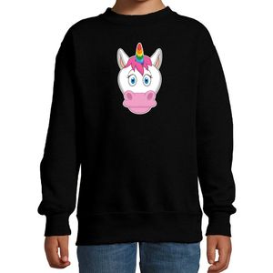 Cartoon eenhoorn trui zwart voor jongens en meisjes - Cartoon dieren sweater kinderen