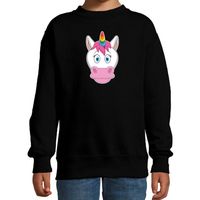 Cartoon eenhoorn trui zwart voor jongens en meisjes - Cartoon dieren sweater kinderen