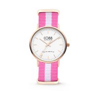 CO88 Horloge staal/nylon rosé/wit/roze 36 mm 8CW-10026