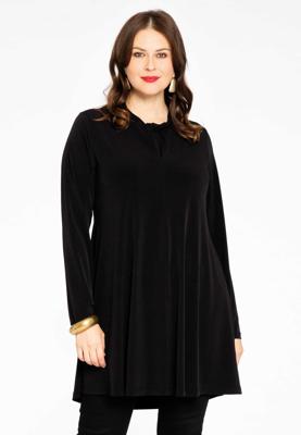 Yoek Tuniek wide bottom met geknoopt detail | Zwart | Maat 50/52