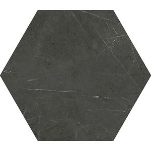 Vloertegel Cifre Ceramica Hexagon Marquina Marmerlook 15x17 cm Mat Zwart Cifre