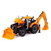 Cavallino tractor met lader en graafmachine geel, schaal 1:32