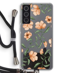 Peachy flowers: Samsung Galaxy S21 FE Transparant Hoesje met koord