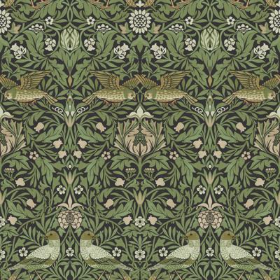 Dutch Wallcoverings Hidden Tr2 -Bird Black/Green - Zwart/Groen
