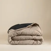Wasbaar Dekbed Zonder Overtrek - Lazy + Dekbedovertrek In 1 Double Face Zwart Taupe - Easy - 240x200 Cm (Lits-Jumeaux) - Sleeptime 300 Gram Per M² - Dekbed-Discounter.nl